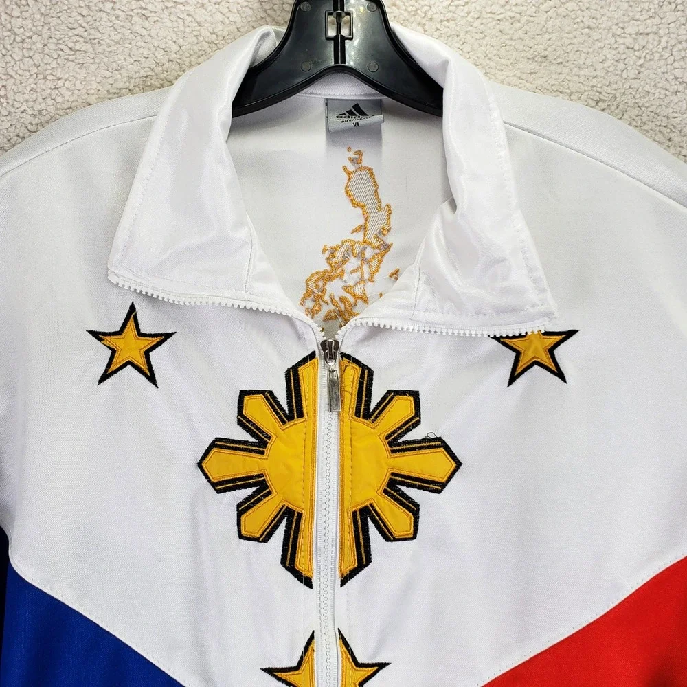 Adidas Pilipinas Track Jacket Mens XL White Blue Red Philippines Flag Sporty y2k